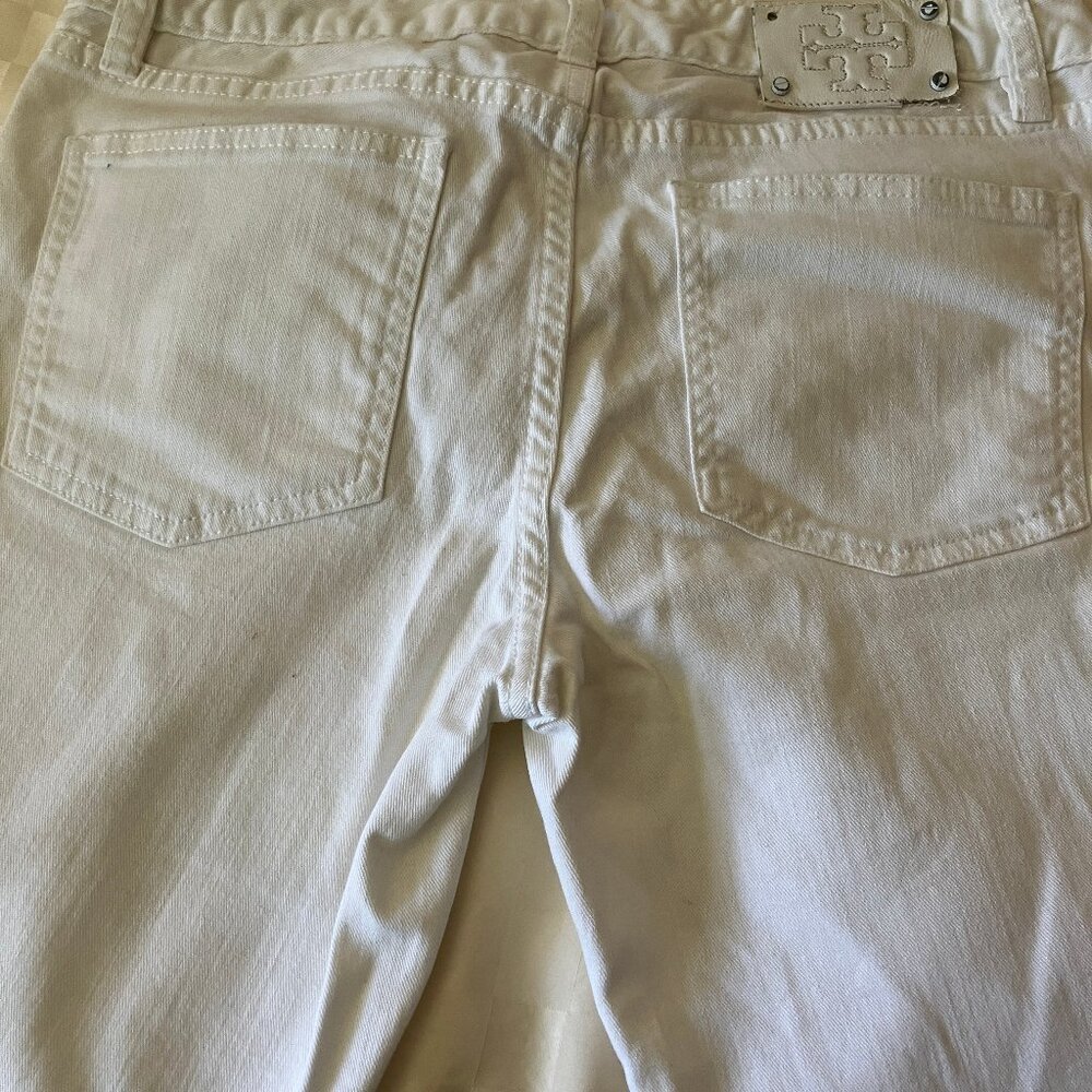 TORY BURCH  Cropped Skinny White Jeans 4 Pockets Size 28 - Picture 4 of 14